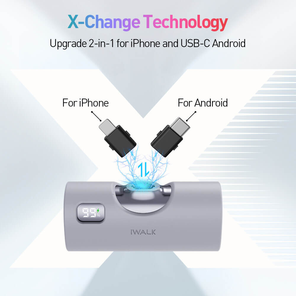 แบตเตอรี่สำรอง IWALK LINKPODX 5000 MAH สี SILVER เปลี่ยนหัวชาร์จได้ทั้ง LIGHTNING และ TYPEC_2